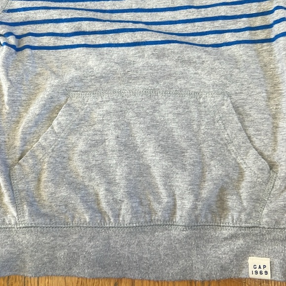 Gap Boys Lightweight Pocketed Striped Sweatshirt Gray and Blue - Picture 3 of 9